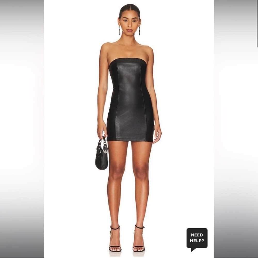 Revolve L’Academie Black Leather Mini Tube Bodycon Dress